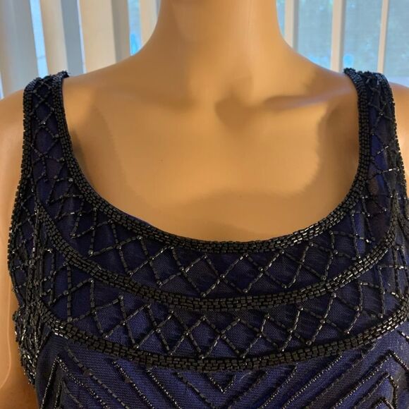 Laurence Kazar Beaded Front And Back Sleeveless Backless Size PXL Cocktail Dress - Picture 3 of 15